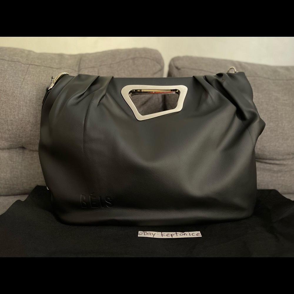 Beis Cactus Leather Black Tote Handbag bag purse 3 year anniversary Shay